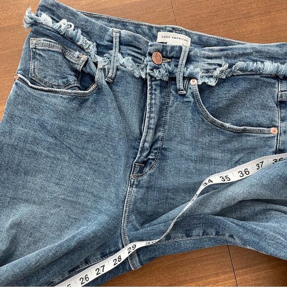 Good American | Women’s Good Legs Frayed Jeans Blue612 Denim Skinny Distressed 8 - Picture 8 of 9